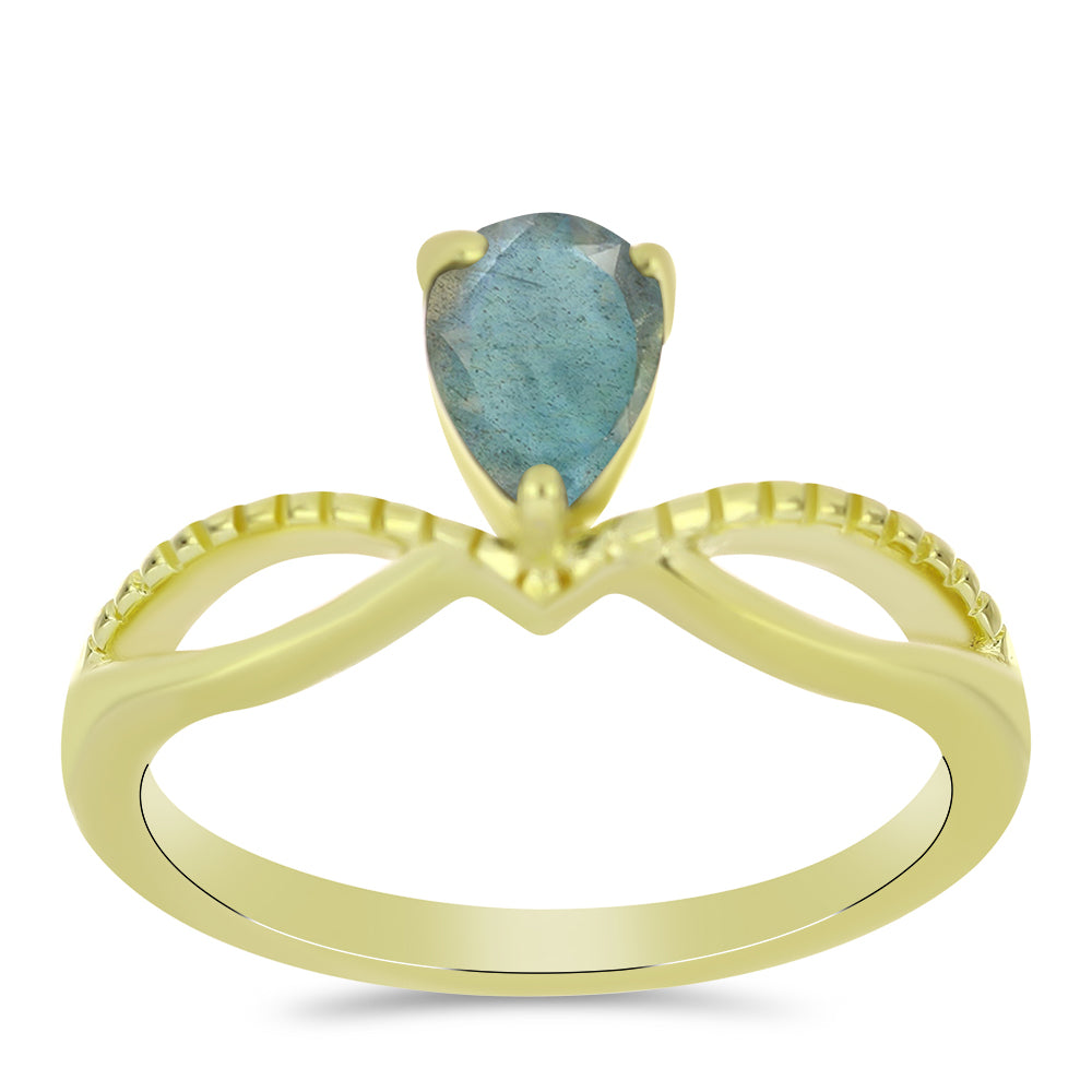 Anillo de Plata Bañada en Oro con Labradorita 3 
