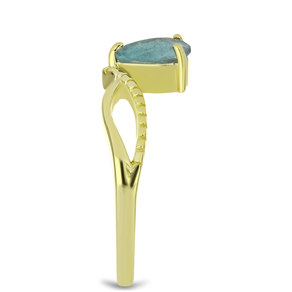 Anillo de Plata Bañada en Oro con Labradorita 4 