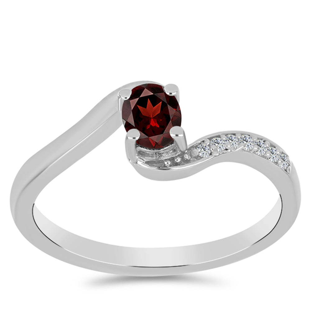 Anillo de Plata con Granate Barton y Topacio Blanco 3 