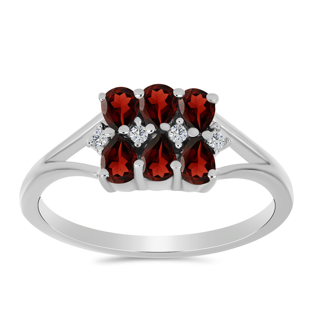Anillo de Plata con Granate Barton y Topacio Blanco 3 