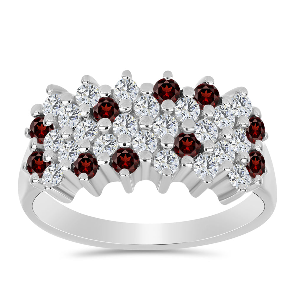 Anillo de Plata con Granate Barton y Topacio Blanco 2 