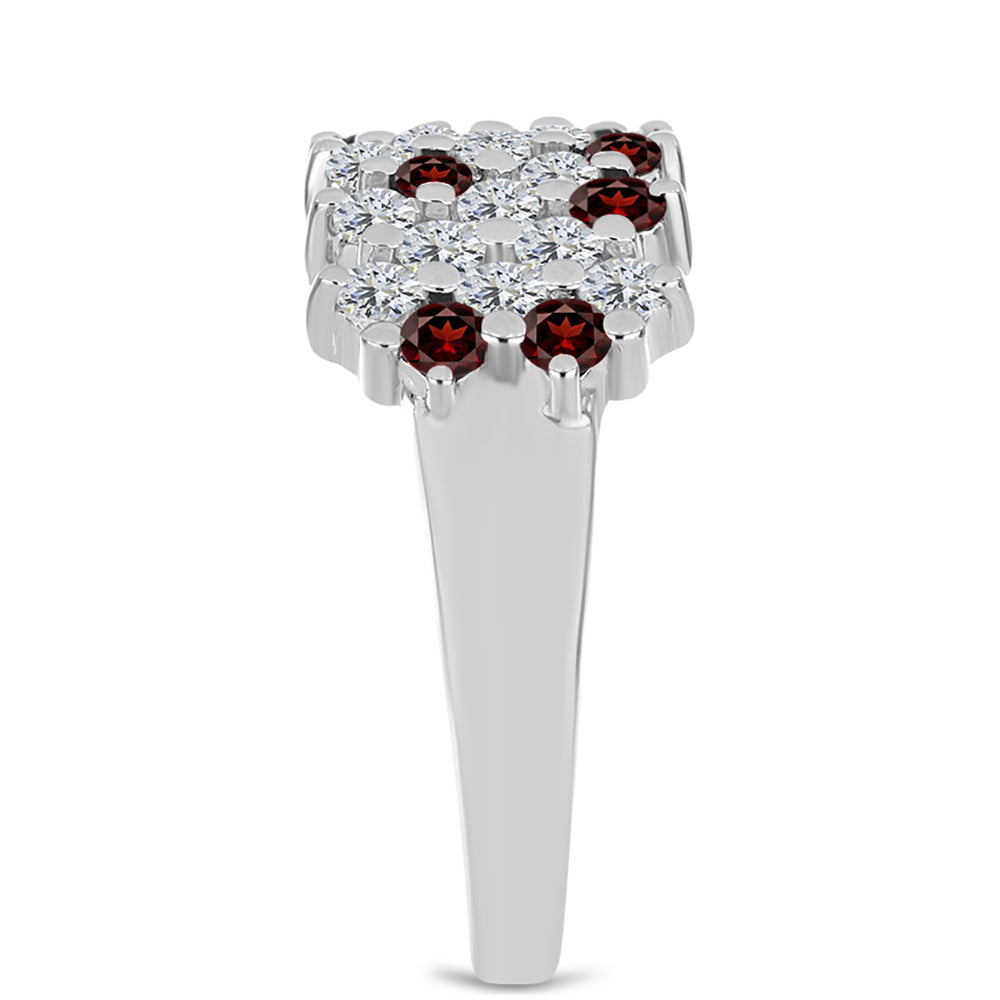 Anillo de Plata con Granate Barton y Topacio Blanco 3 