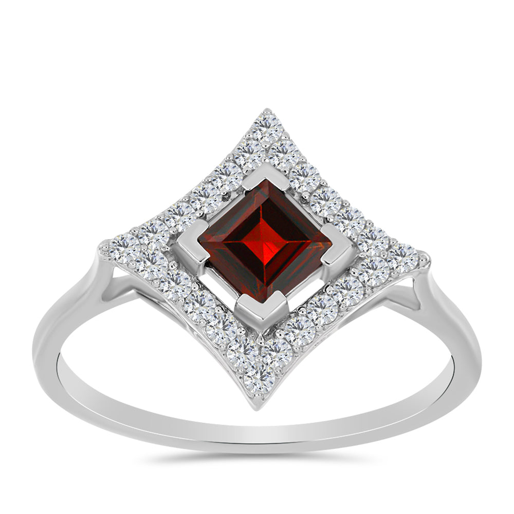 Anillo de Plata con Granate Barton y Topacio Blanco 3 