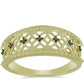 Anillo de Plata Bañada en Oro con Diamante Verde