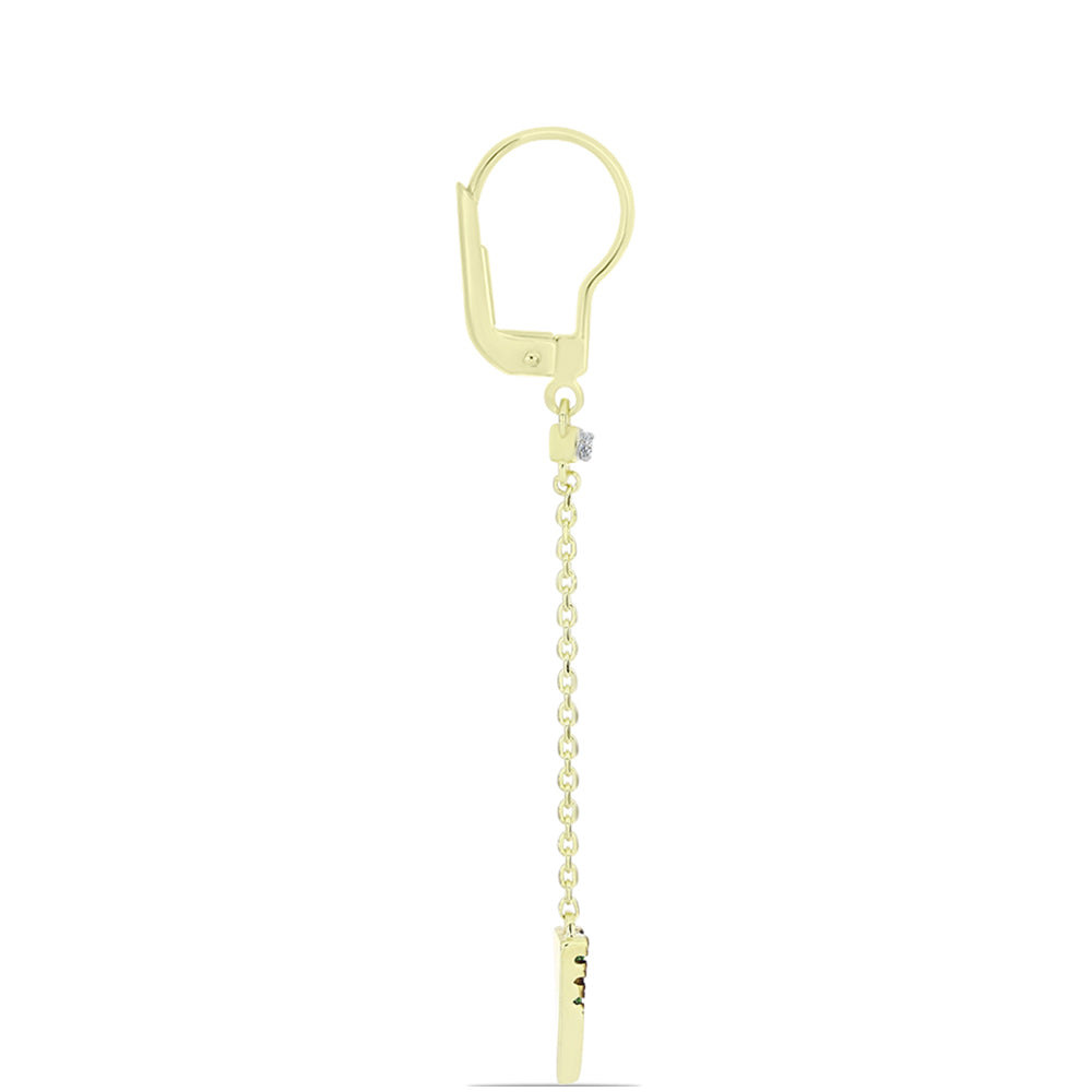 Pendientes de Plata Bañada en Oro con Diamante Verde y Diamante blanco 2 