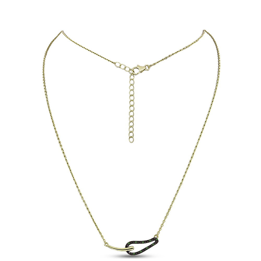 Collar de Plata Bañada en Oro con Diamante Verde 1 
