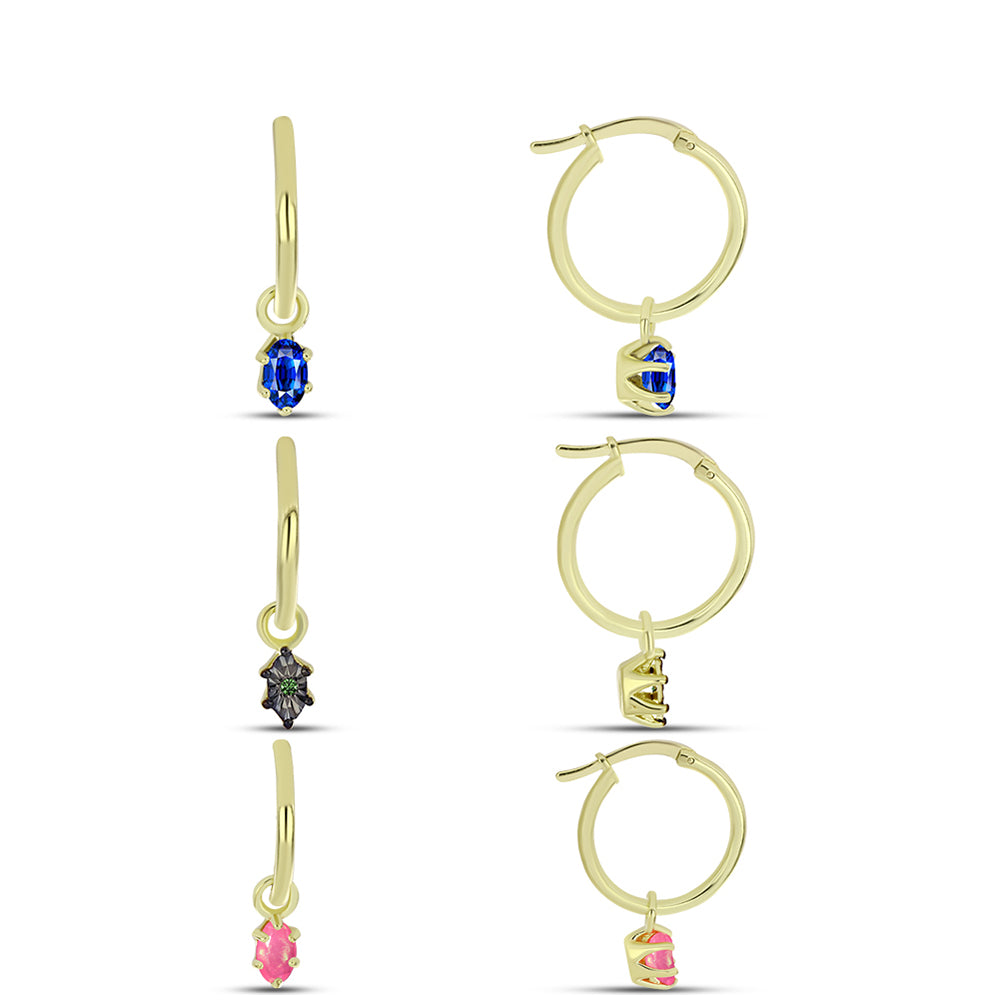 Conjunto de Plata Bañada en Oro con Zafiro Azul Australiano y Ópalo Rosa de Lega Dembi ( Pendientes ) 1 