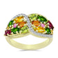 Anillo de Plata Bañada en Oro con Chakra Turmalina y Topacio Blanco