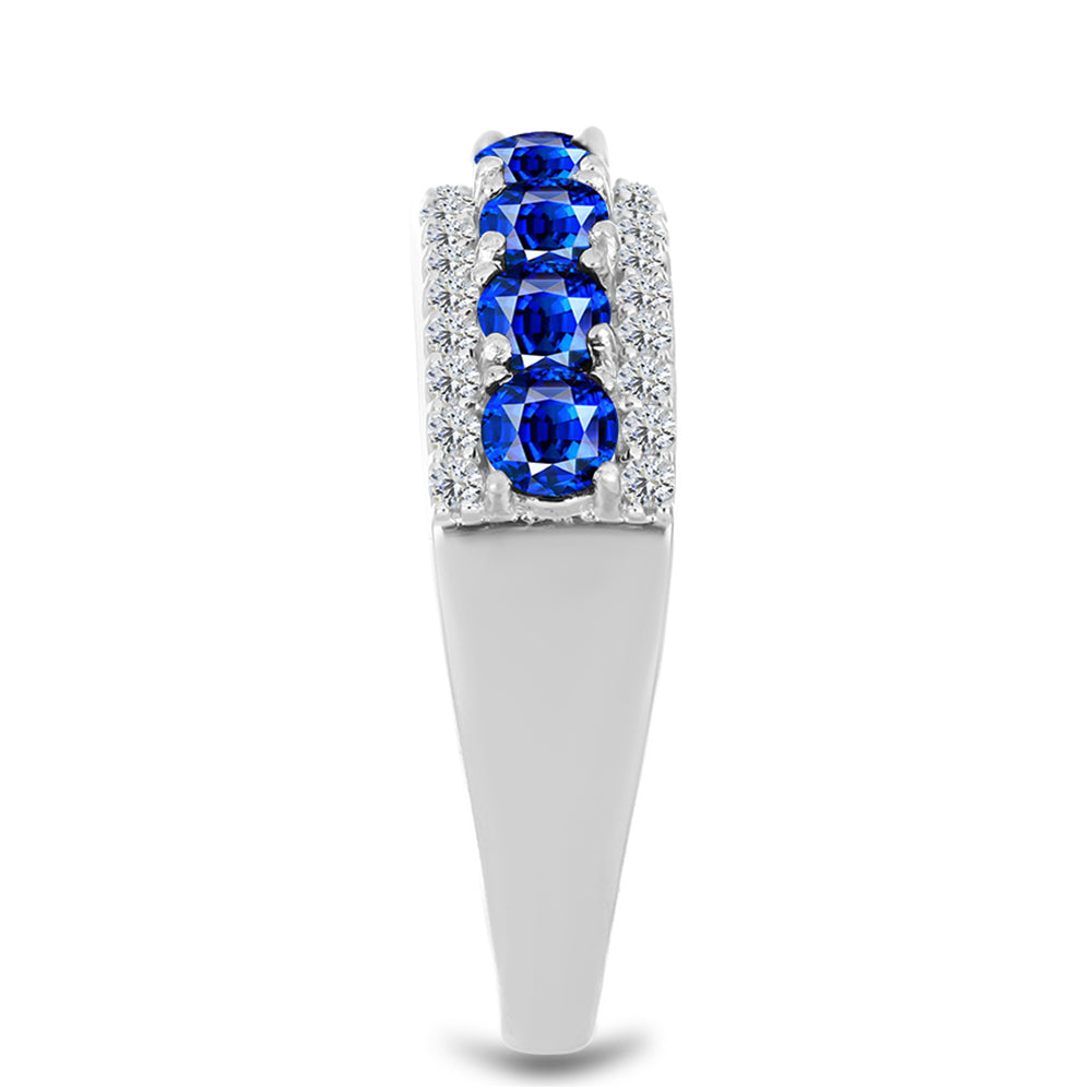 Anillo de Plata con Zafiro Azul Australiano y Topacio Blanco 4 