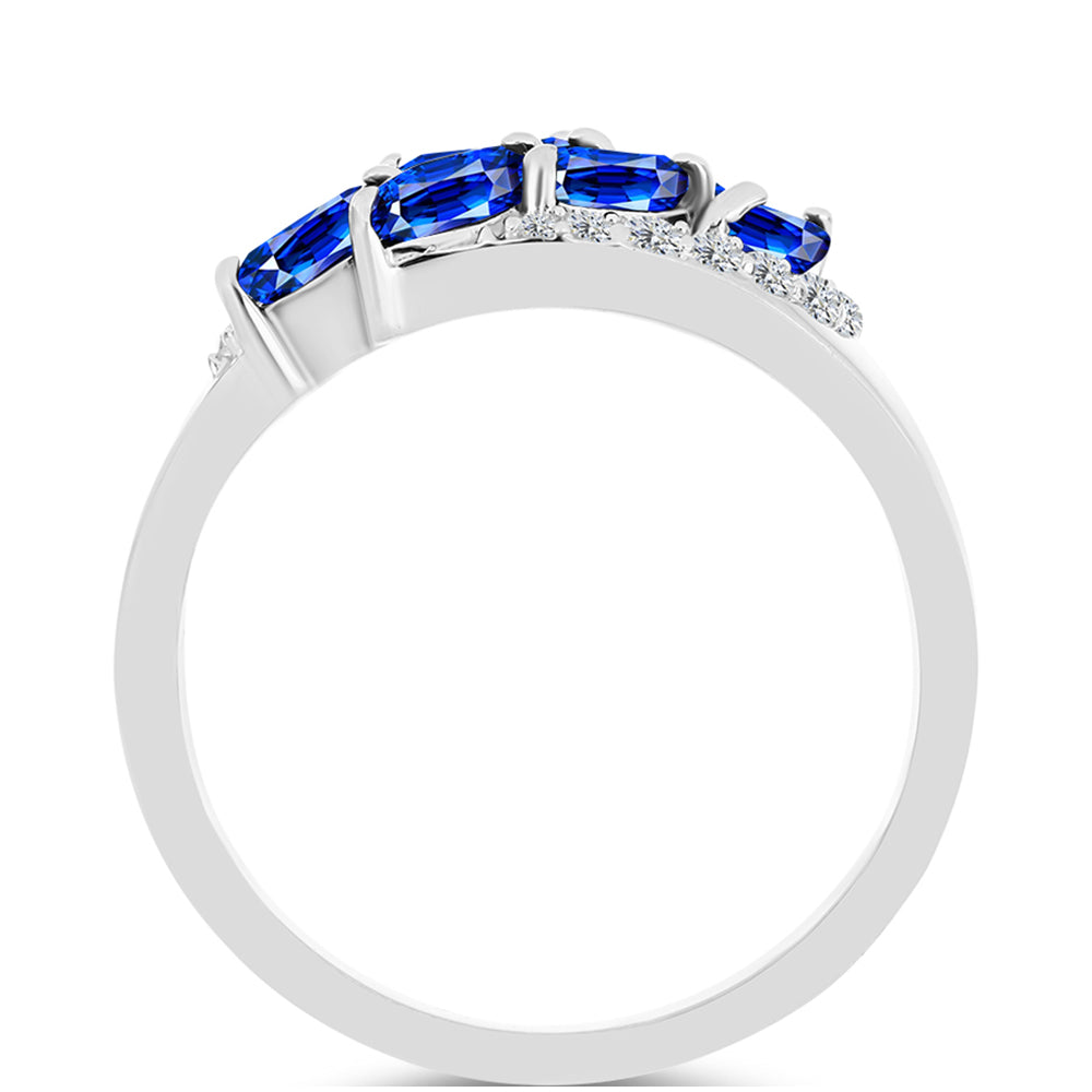 Anillo de Plata con Zafiro Azul Australiano y Topacio Blanco 2 