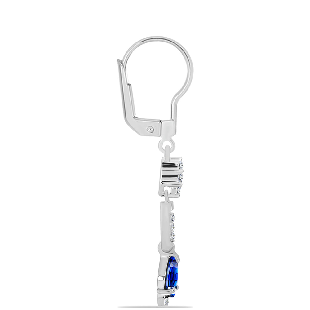 Pendientes de Plata con Zafiro Azul Australiano y Topacio Blanco 2 