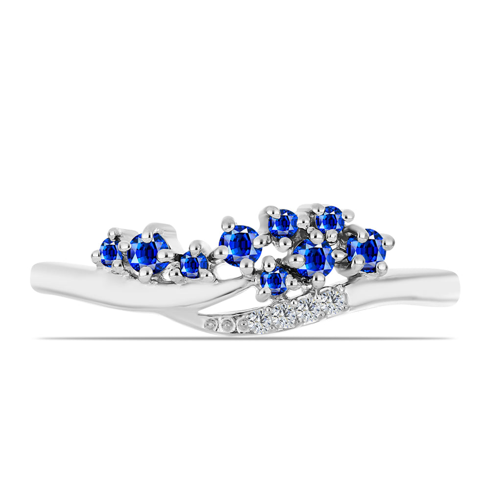 Anillo de Plata con Zafiro Azul Australiano y Topacio Blanco 1 