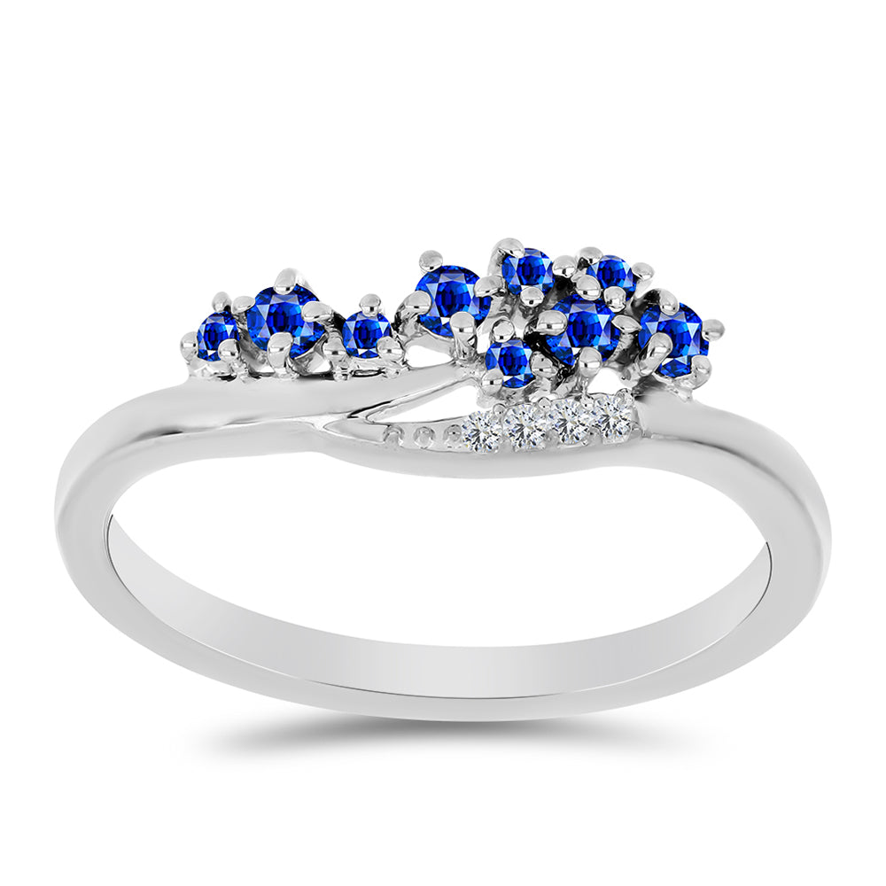 Anillo de Plata con Zafiro Azul Australiano y Topacio Blanco