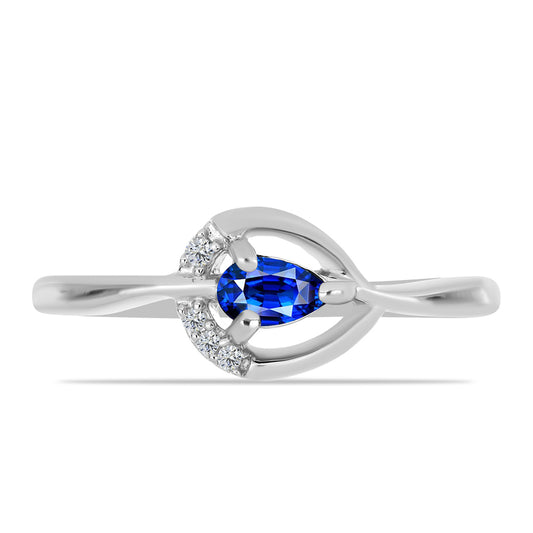 Anillo de Plata con Zafiro Azul Australiano y Topacio Blanco