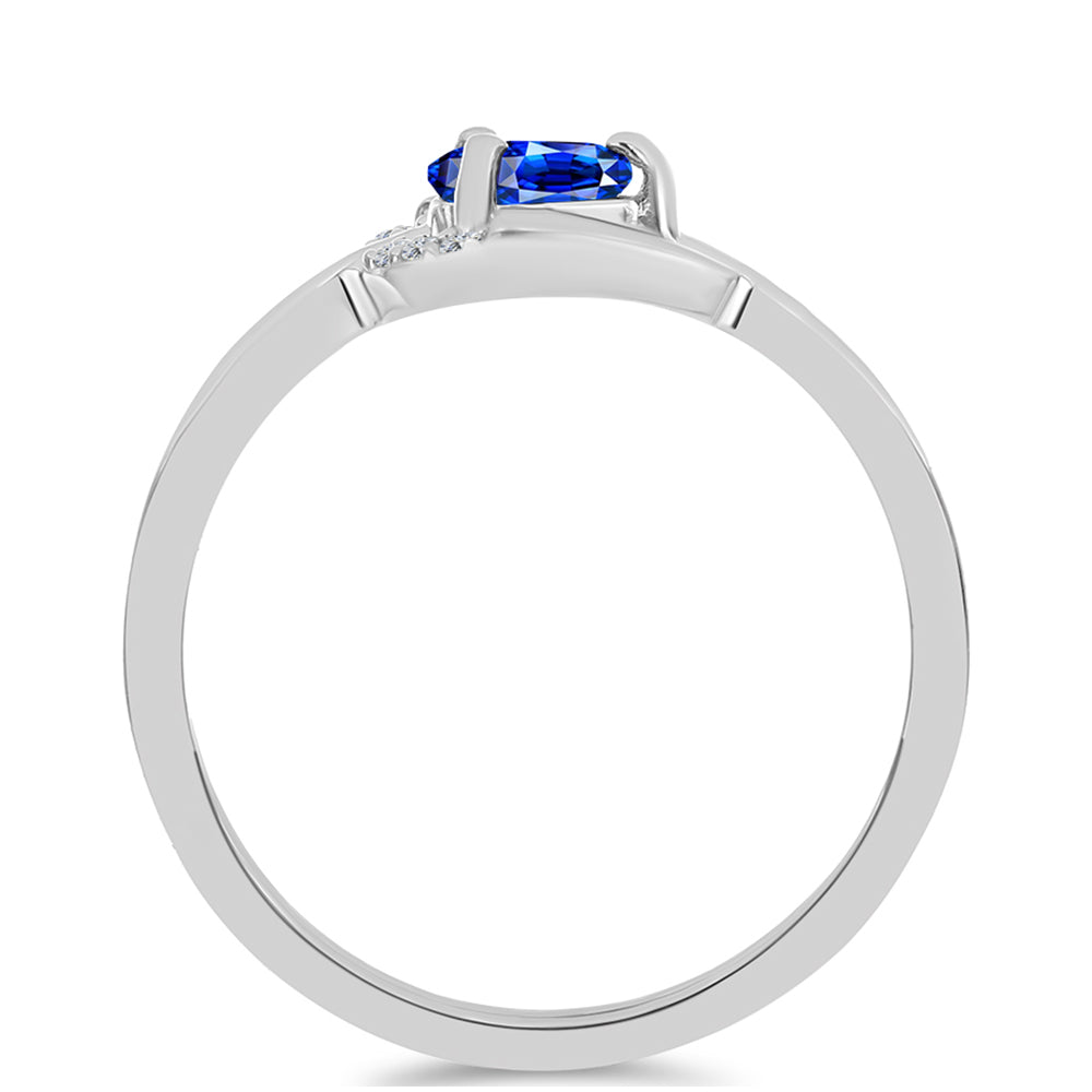 Anillo de Plata con Zafiro Azul Australiano y Topacio Blanco 2 