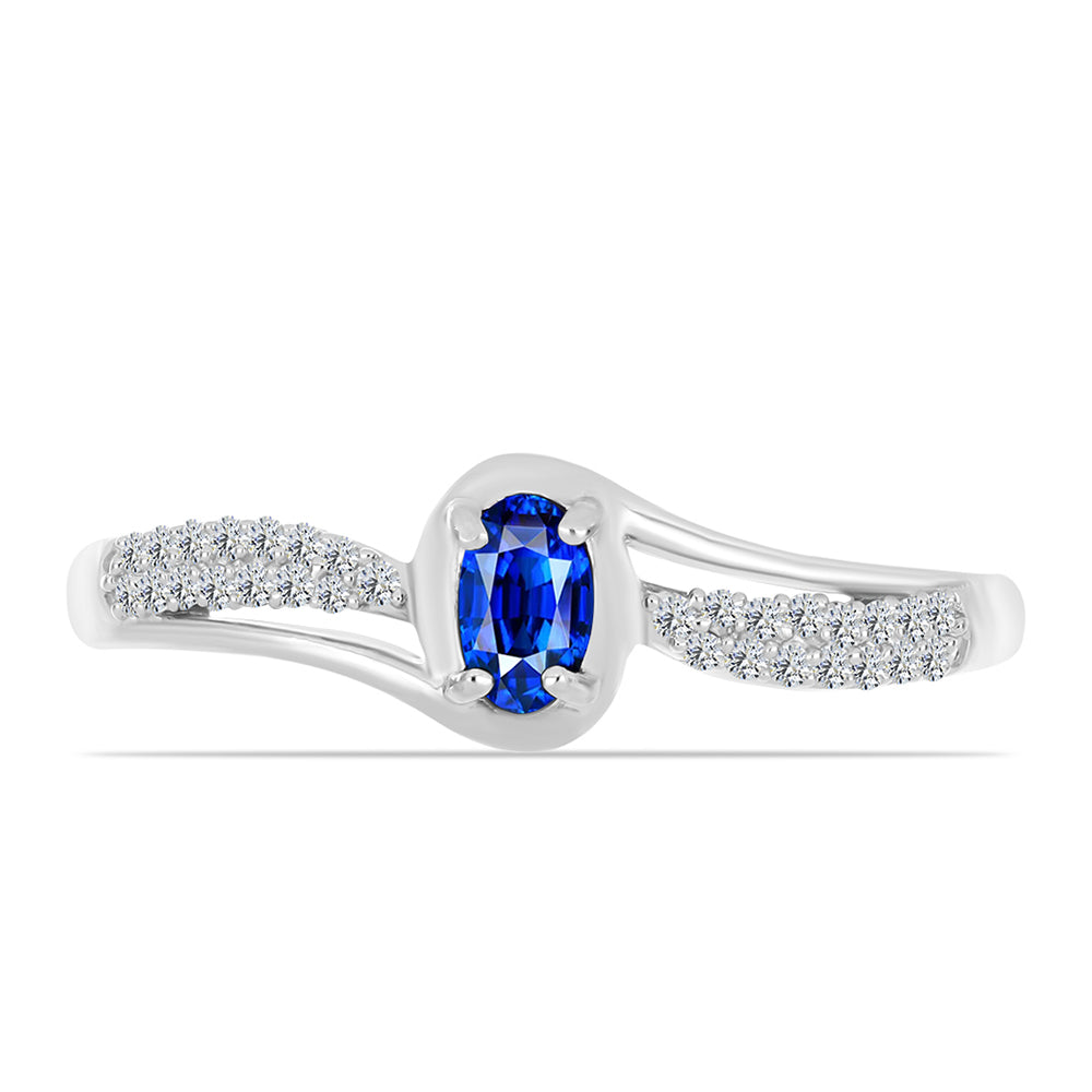Anillo de Plata con Zafiro Azul Australiano y Topacio Blanco 1 