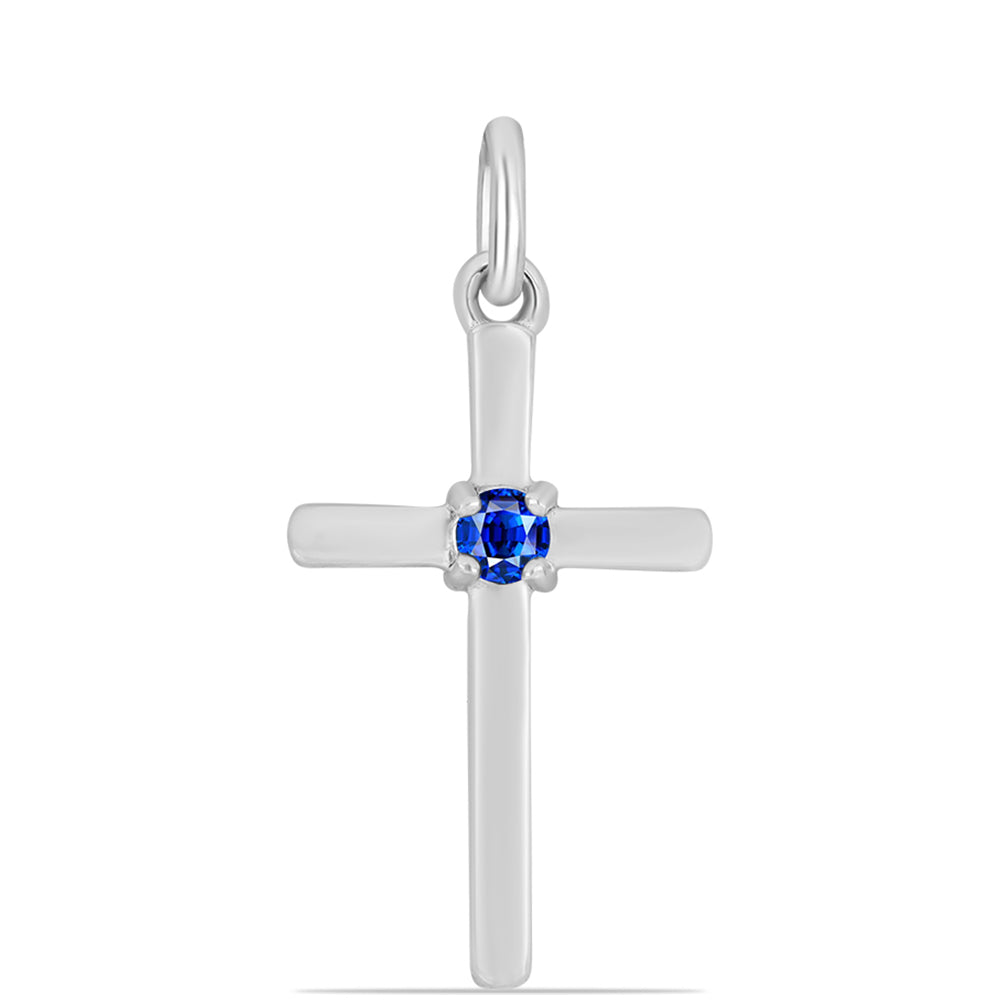 Cruz Colgante de Plata con Zafiro Azul Australiano 1 