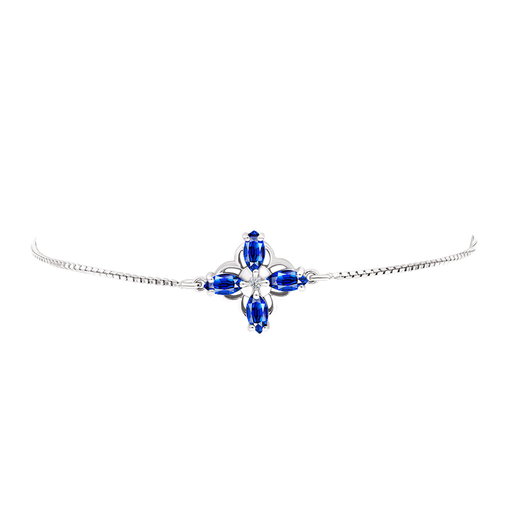 Pulsera de Plata con Zafiro Azul Australiano y Topacio Blanco 2 