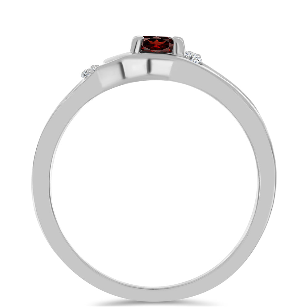 Anillo de Plata con Granate Barton y Topacio Blanco 2 