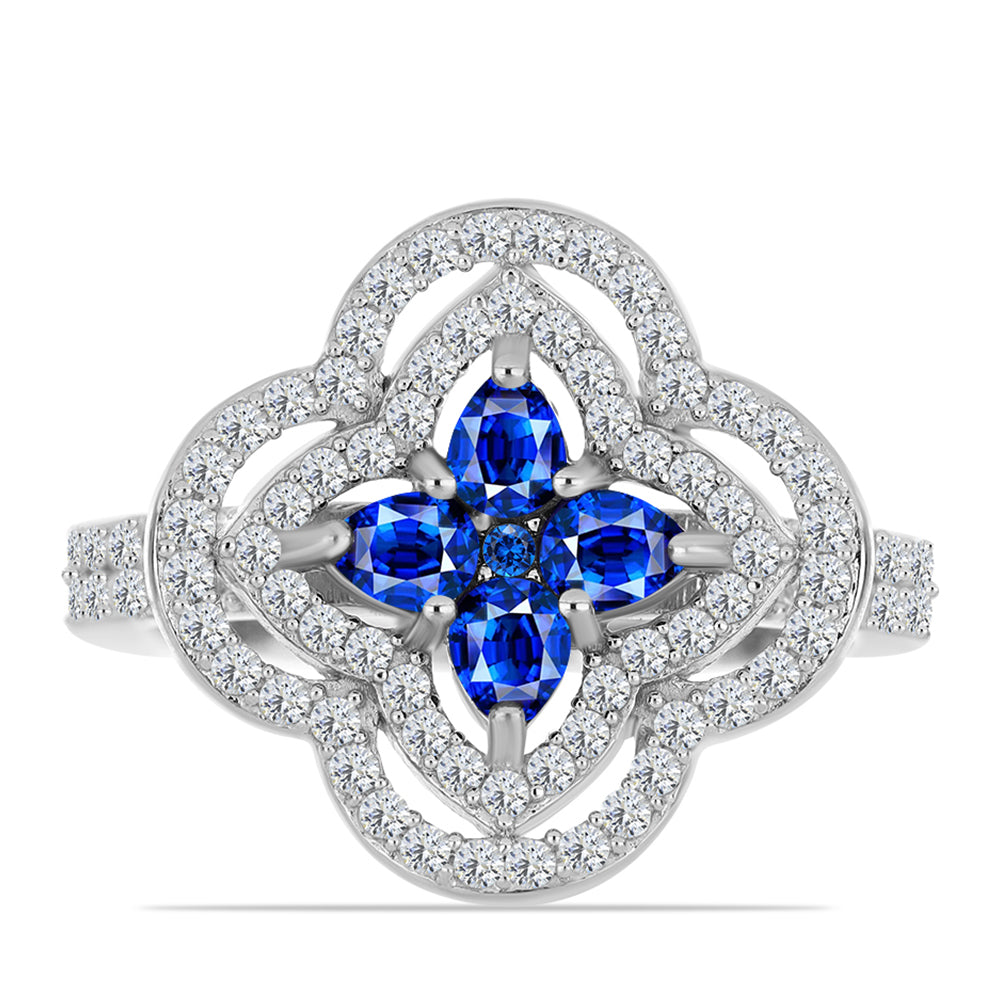 Anillo de Plata con Zafiro Azul Australiano y Topacio Blanco 1 