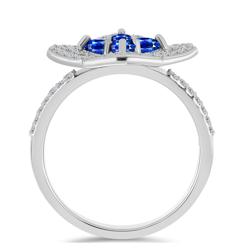 Anillo de Plata con Zafiro Azul Australiano y Topacio Blanco