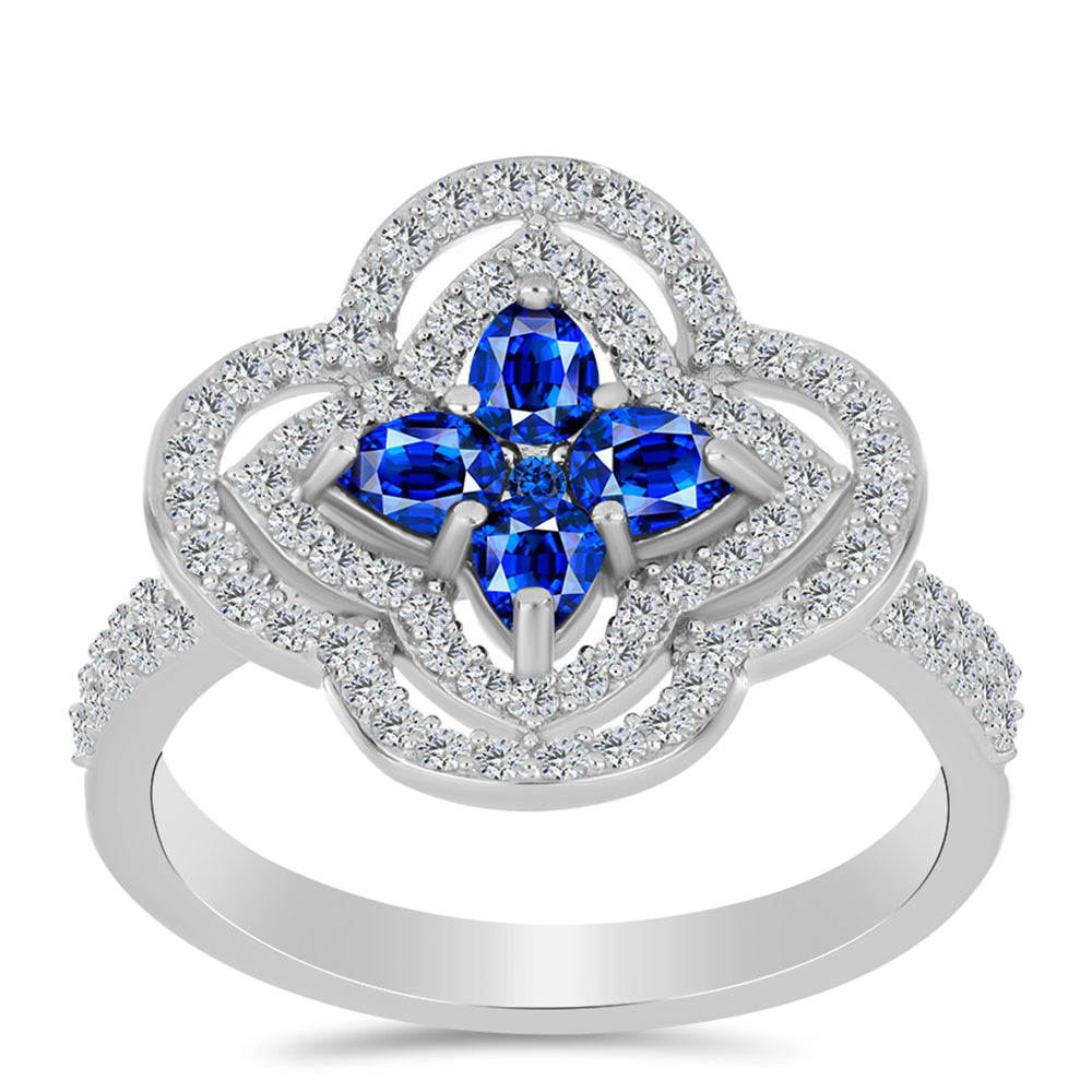 Anillo de Plata con Zafiro Azul Australiano y Topacio Blanco