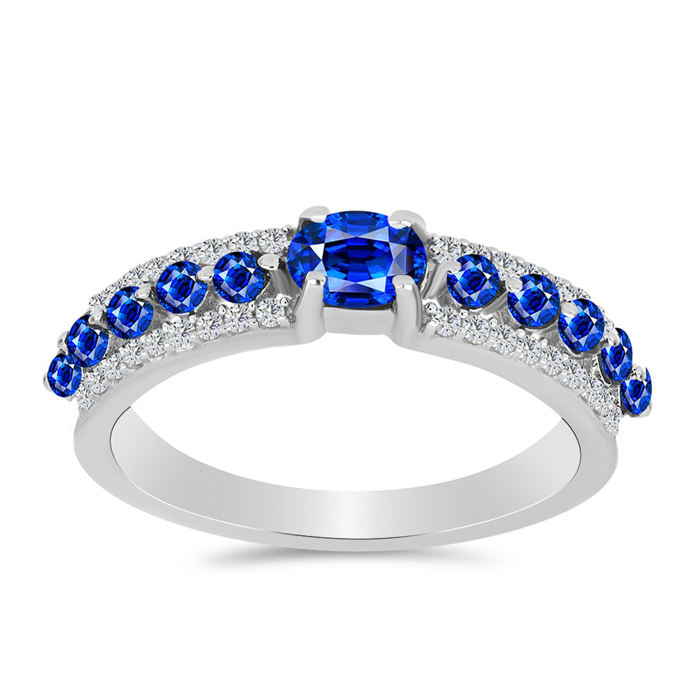 Anillo de Plata con Zafiro Azul Australiano y Topacio Blanco 3 