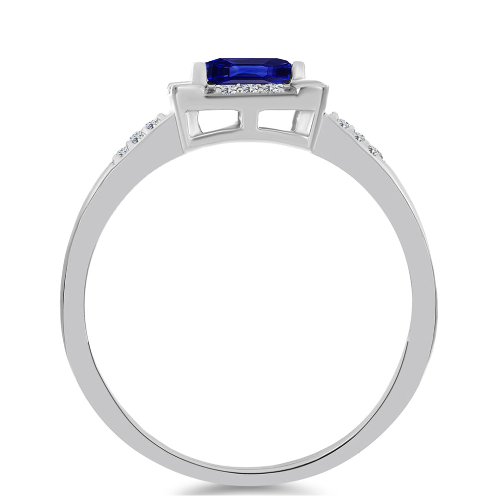 Anillo de Plata con Zafiro Azul Australiano y Topacio Blanco 2 