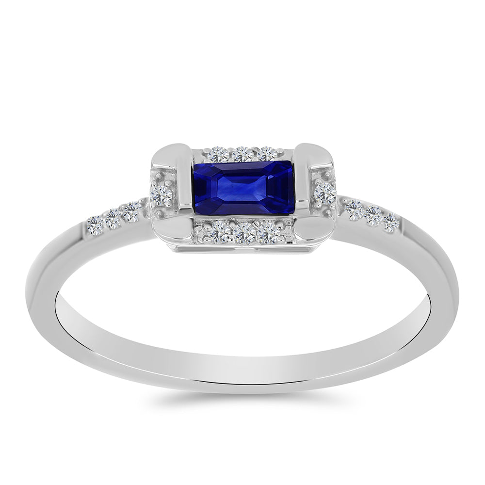Anillo de Plata con Zafiro Azul Australiano y Topacio Blanco 3 