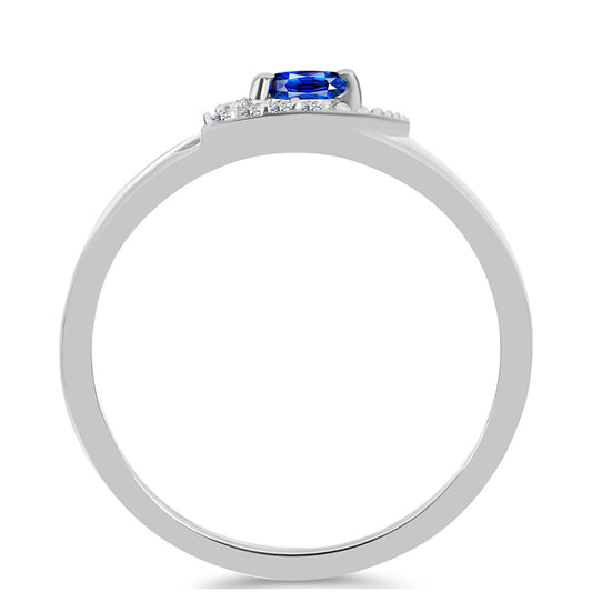 Anillo de Plata con Zafiro Azul Australiano y Topacio Blanco