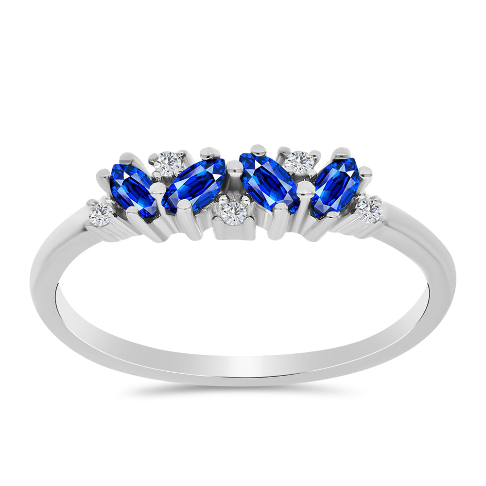 Anillo de Plata con Zafiro Azul Australiano y Topacio Blanco