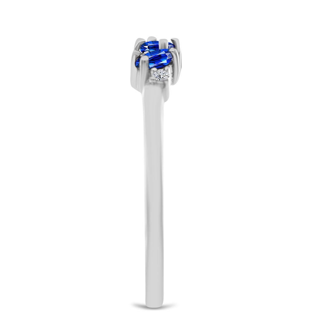 Anillo de Plata con Zafiro Azul Australiano y Topacio Blanco 4 