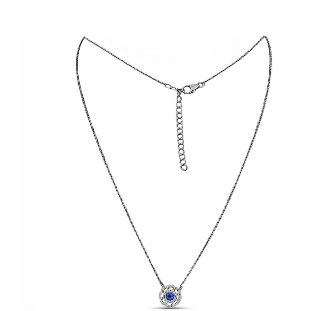 Collar de Plata con Zafiro Azul Australiano y Topacio Blanco 1 