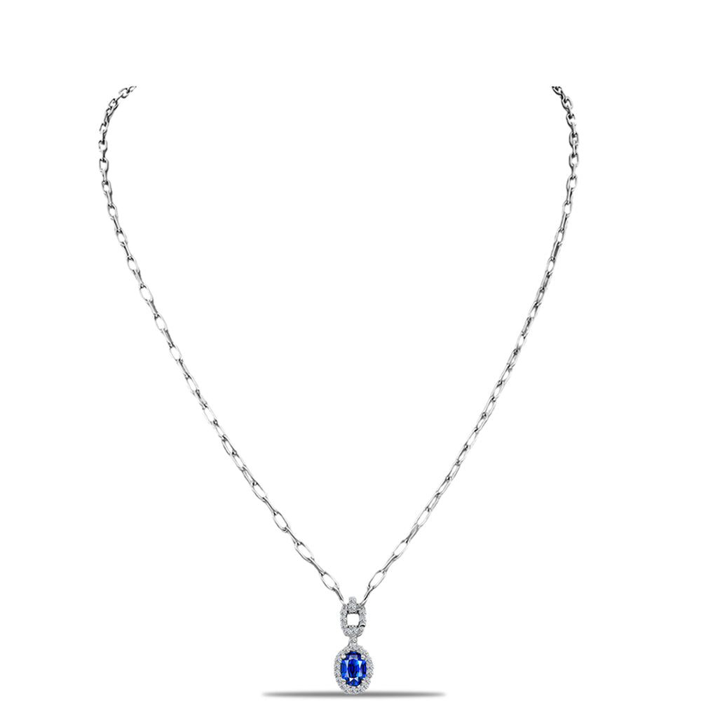 Collar de Plata con Zafiro Azul Australiano y Topacio Blanco 1 