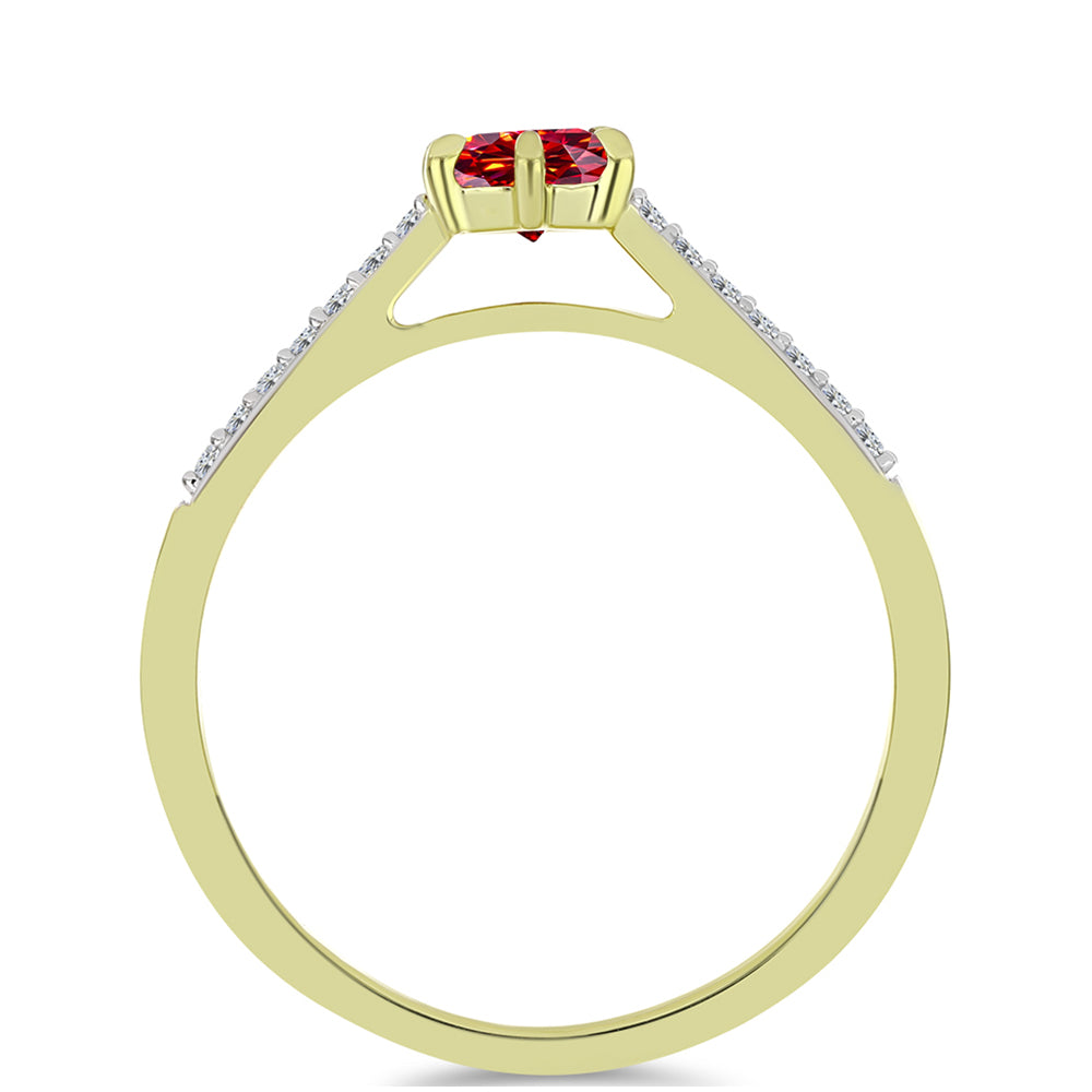 Anillo de Plata Bañada en Oro con Majestuosa moisanita roja y Topacio Blanco 2 