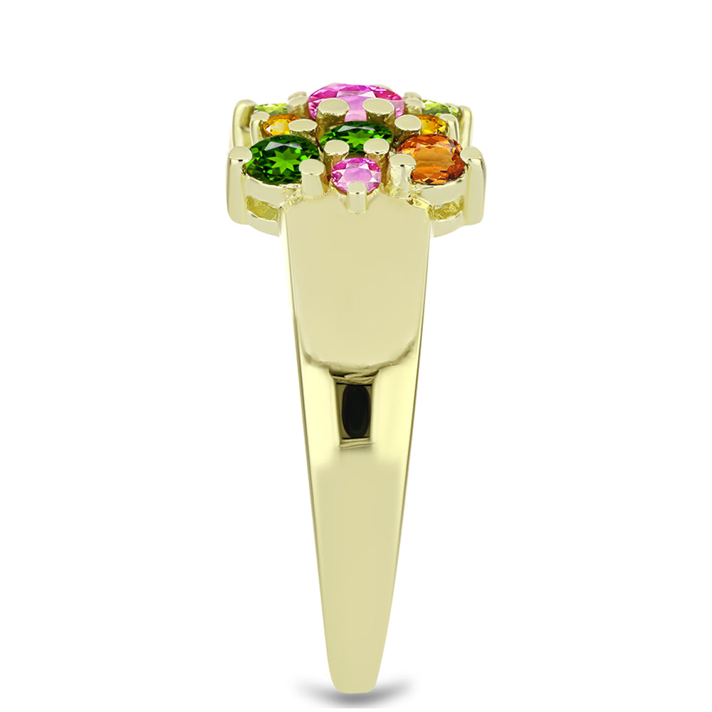 Anillo de Plata Bañada en Oro con Chakra Turmalina 4 