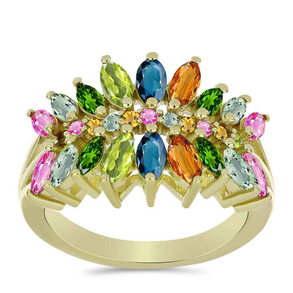 Anillo de Plata Bañada en Oro con Chakra Turmalina 3 