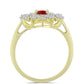Anillo de Plata Bañada en Oro con Majestuosa moisanita roja y Topacio Blanco