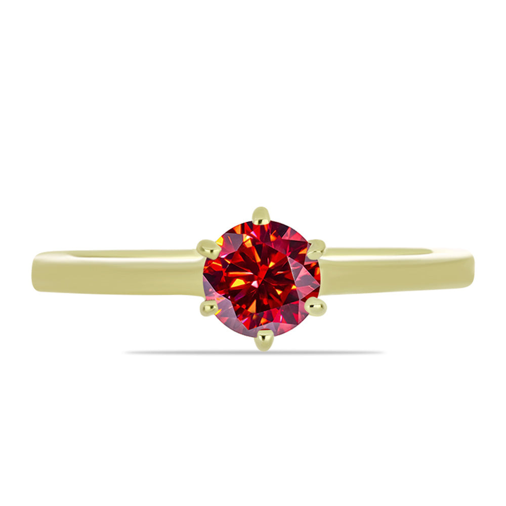 Anillo de Plata Bañada en Oro con Majestuosa moisanita roja 1 