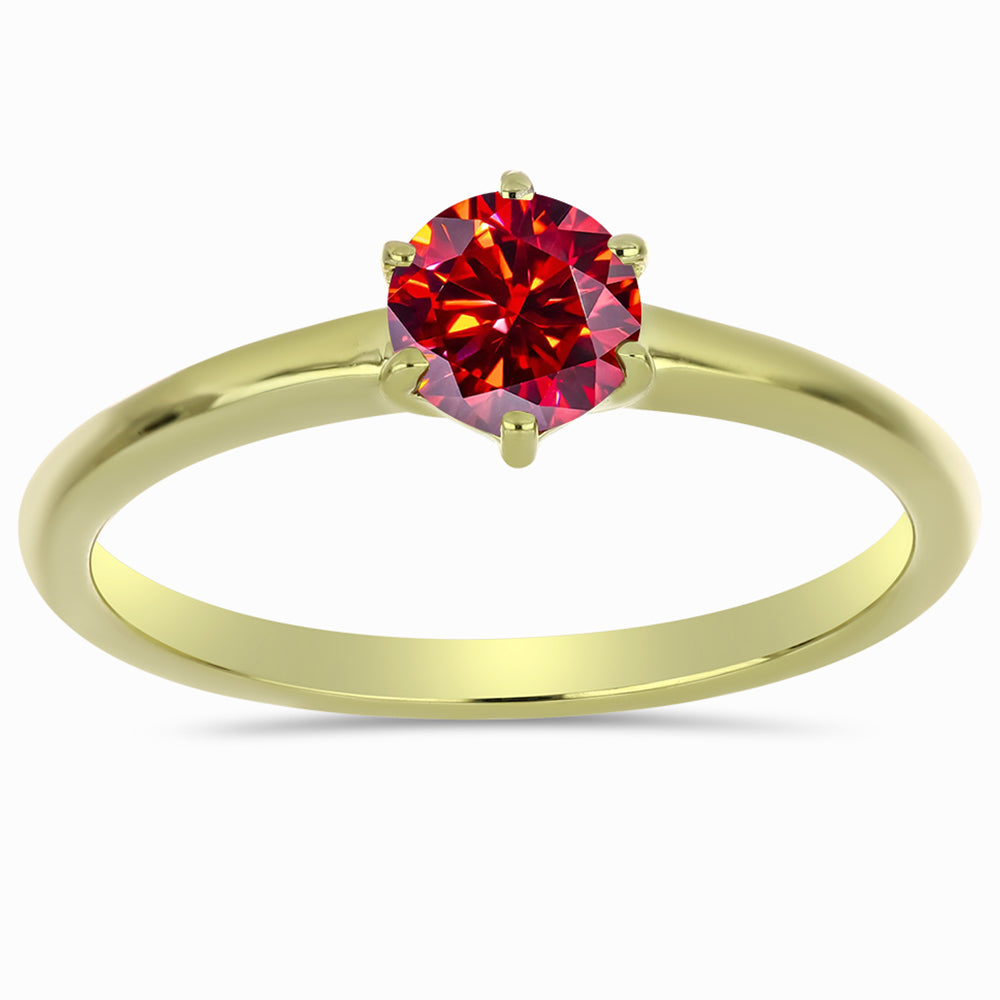 Anillo de Plata Bañada en Oro con Majestuosa moisanita roja 3 