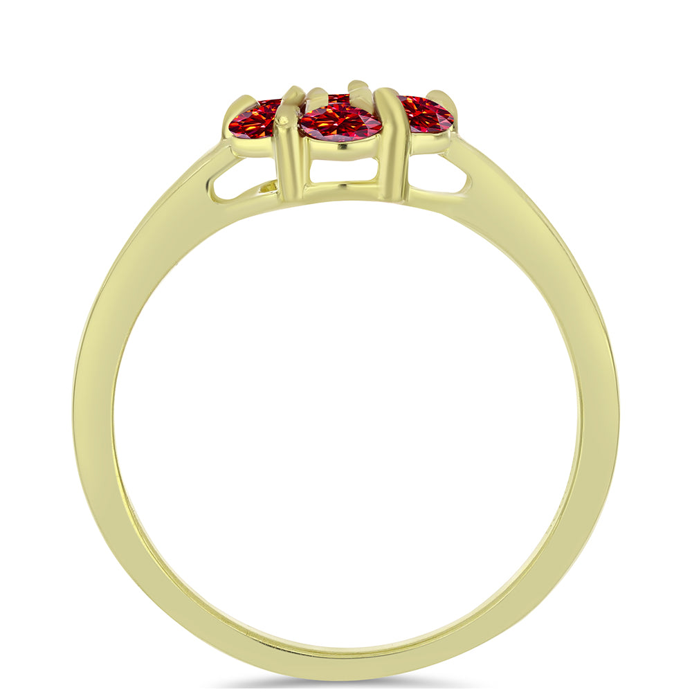 Anillo de Plata Bañada en Oro con Majestuosa moisanita roja