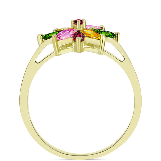 Anillo de Plata Bañada en Oro con Chakra Turmalina
