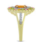 Anillo de Plata Bañada en Oro con Chakra Turmalina y Topacio Blanco