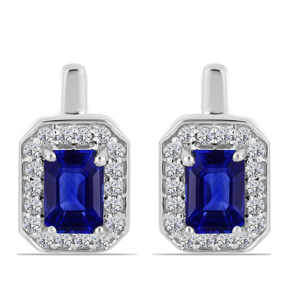 Pendientes de Plata con Zafiro Azul Australiano y Topacio Blanco 1 