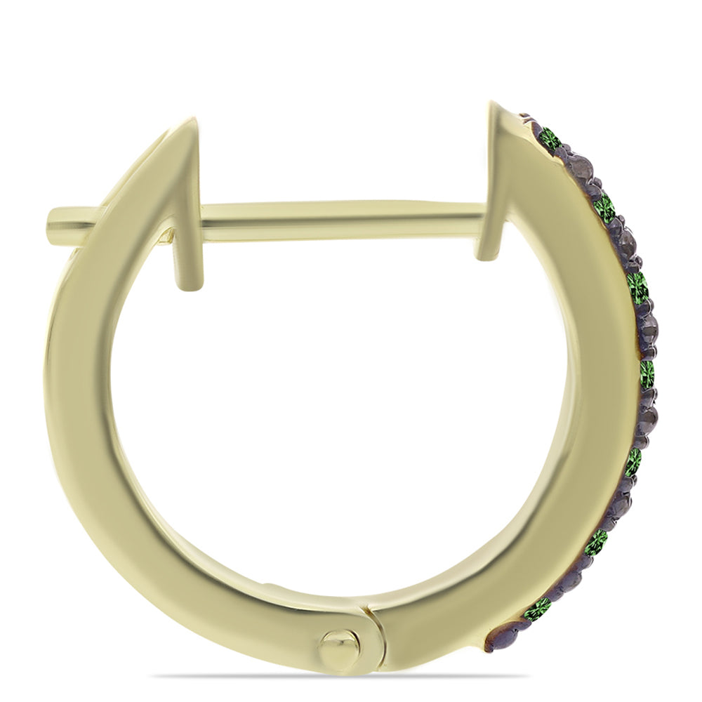 Pendientes de Plata Bañada en Oro con Diamante Verde 2 