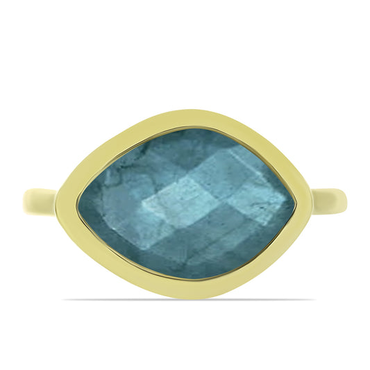 Anillo de Plata Bañada en Oro con Labradorita