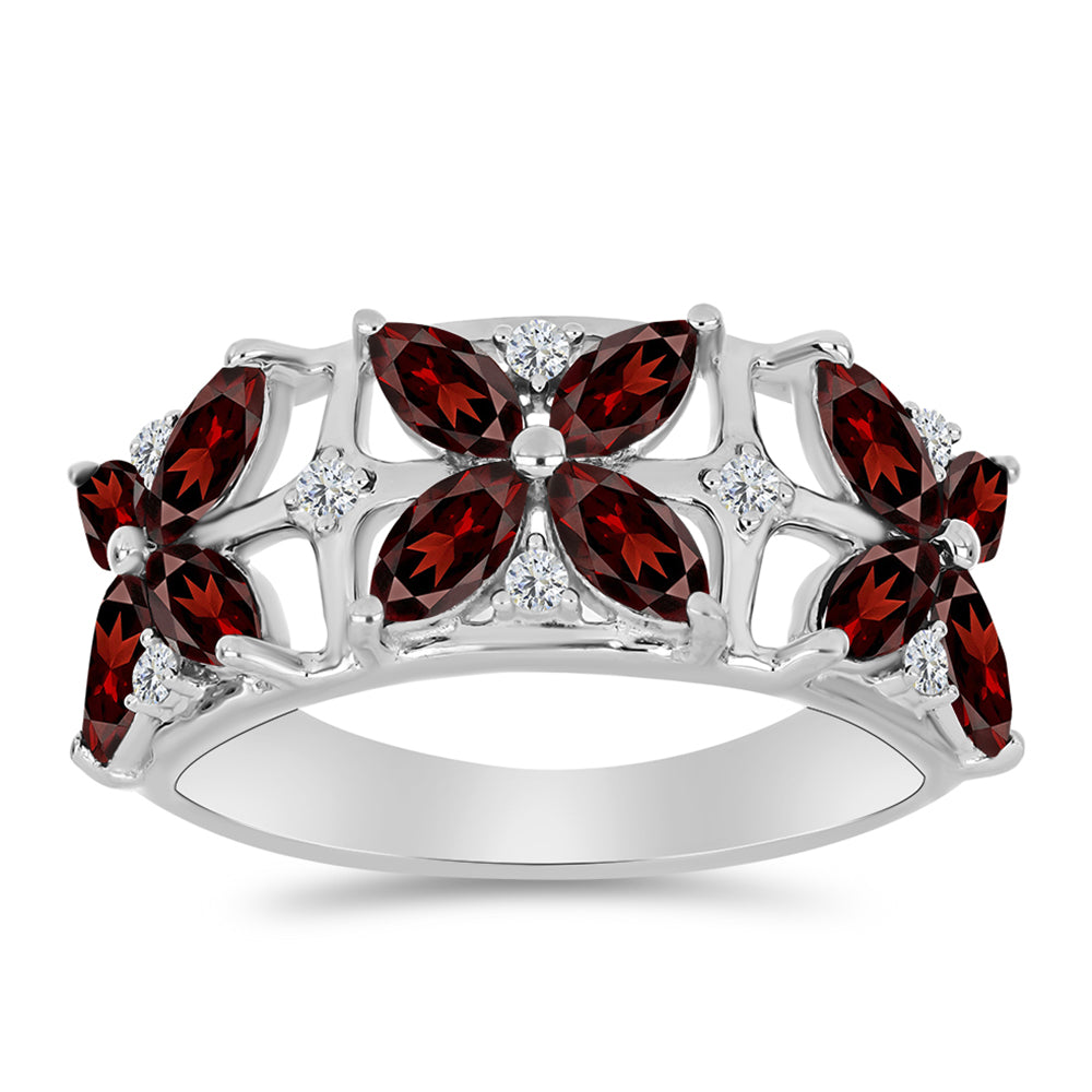 Anillo de Plata con Granate Barton y Topacio Blanco 3 