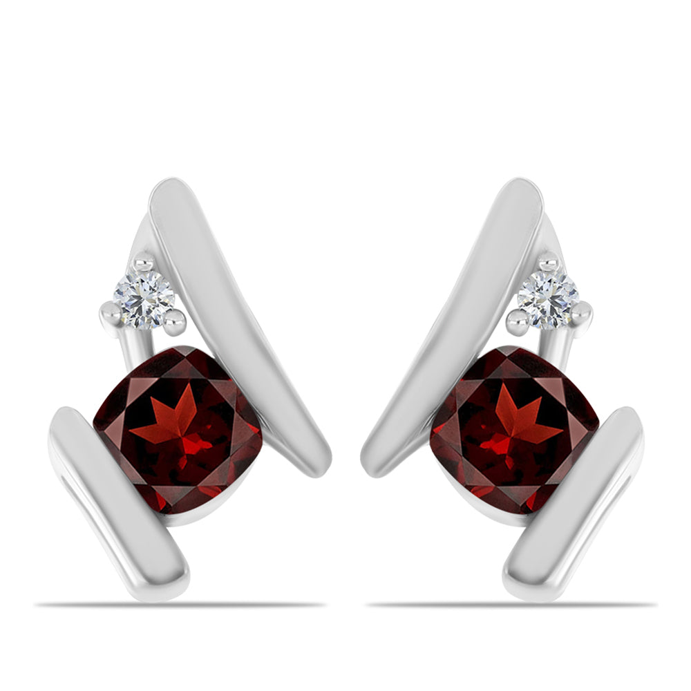 Pendientes de Plata con Granate Barton y Topacio Blanco 1 