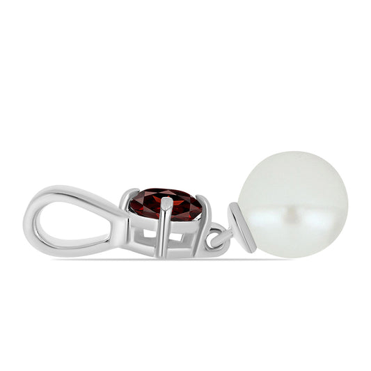 Colgante de Plata con Granate Barton y Perla blanca de agua dulce