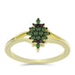 Anillo de Plata Bañada en Oro con Diamante Verde